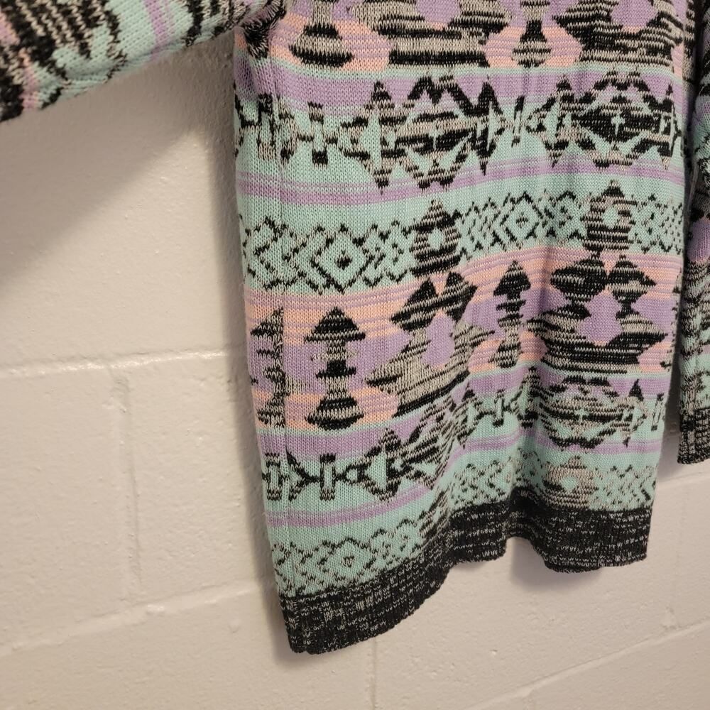 LA Hearts Cardigan Sweater Boho Pastel Aztec Open Front Size Medium #367 - Picture 8 of 13